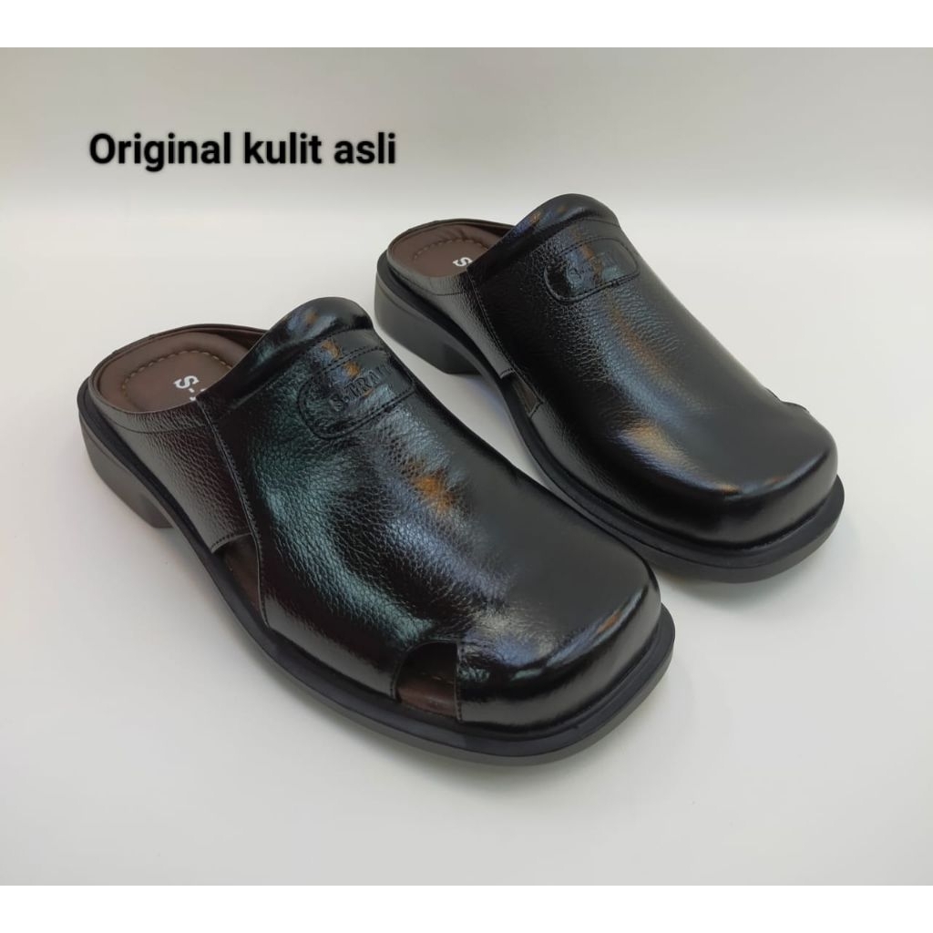 S - TRAIL - HK 815 Sepatu sandal pria dewasa kulit asli sepatu sandal bustong sepatu sandal hitam se