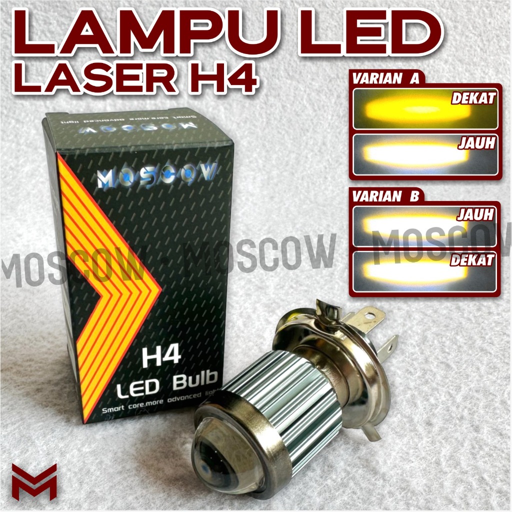 Lampu LED Laser D2 H4 High Low 18W / 8-80V LASER BHOLAM DEPAN UTAMA MOTOR LED LASER SOCKET H4 KAKI 3