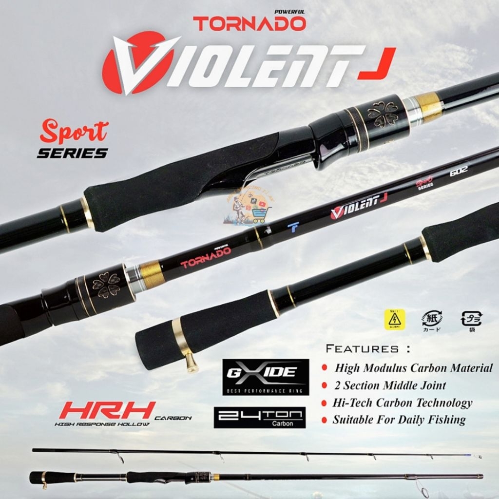 Joran TORNADO VIOLENT J 150CM/165CM/180CM Japan Style - Hi-Carbon Solid