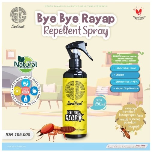 BYE BYE RAYAP Pengusir Rayap Spray 250 ml Non Pestisida ~ Spray rayap pembasmi rayap alami semprotan