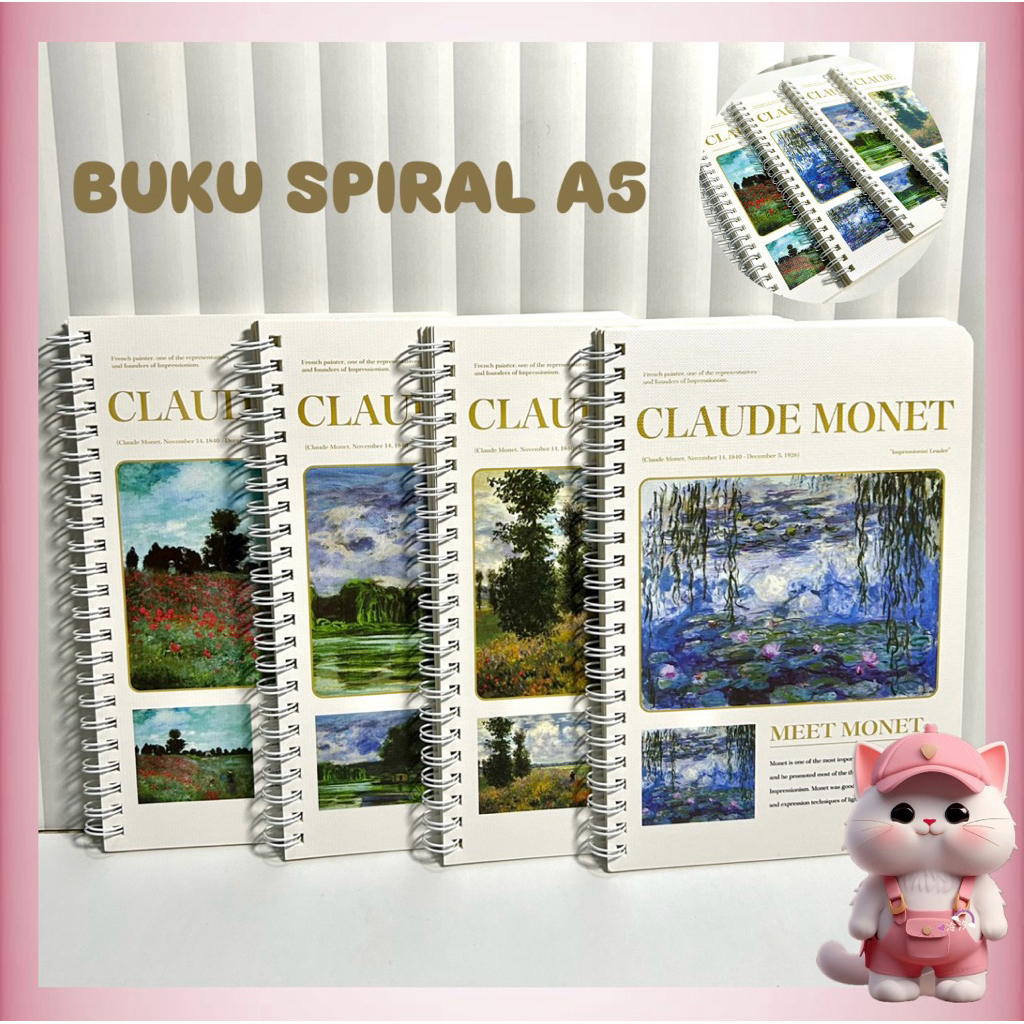 

N236 Buku Aesthetic Spiral Book A5 Motif Buku Binder Note Sekolah Kantor Jurnal Diary Motif Lucu Dengan Ring Aesthetic Notebook Tulis Claude Monet