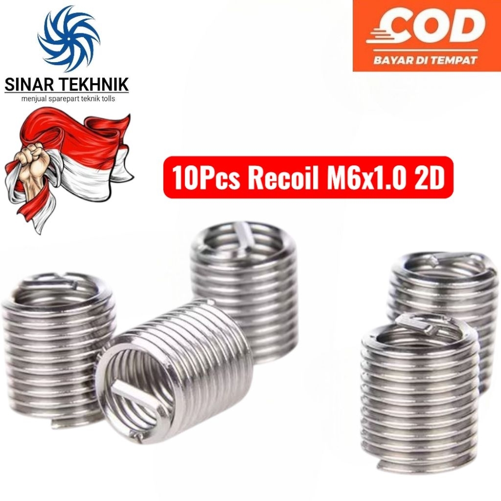Recoil M6x1.0 2D Helicoil Verbos Baut Kunci 10 Bukan Untuk Baut 11 Baut 12