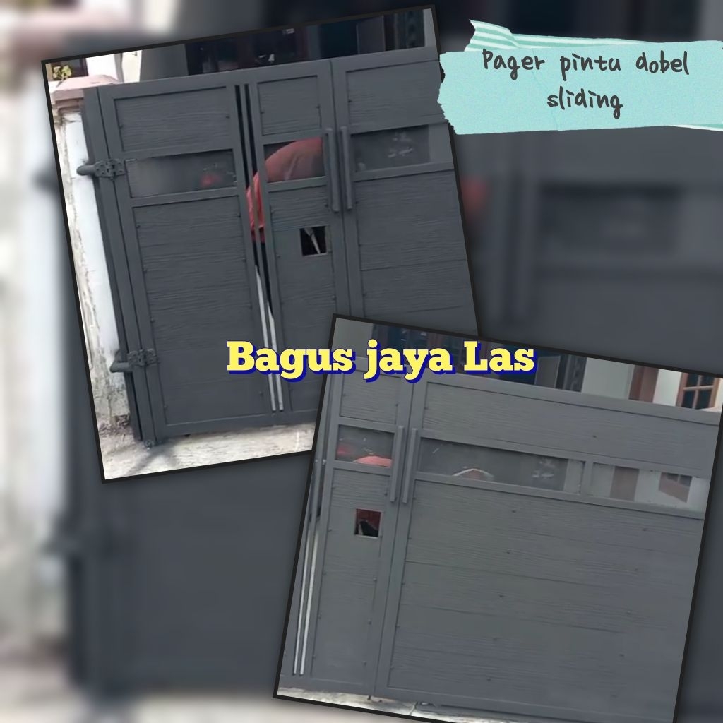 Pagar besi gerbang minimalis/pintu besi bahan GRC motip kayu berkualitas