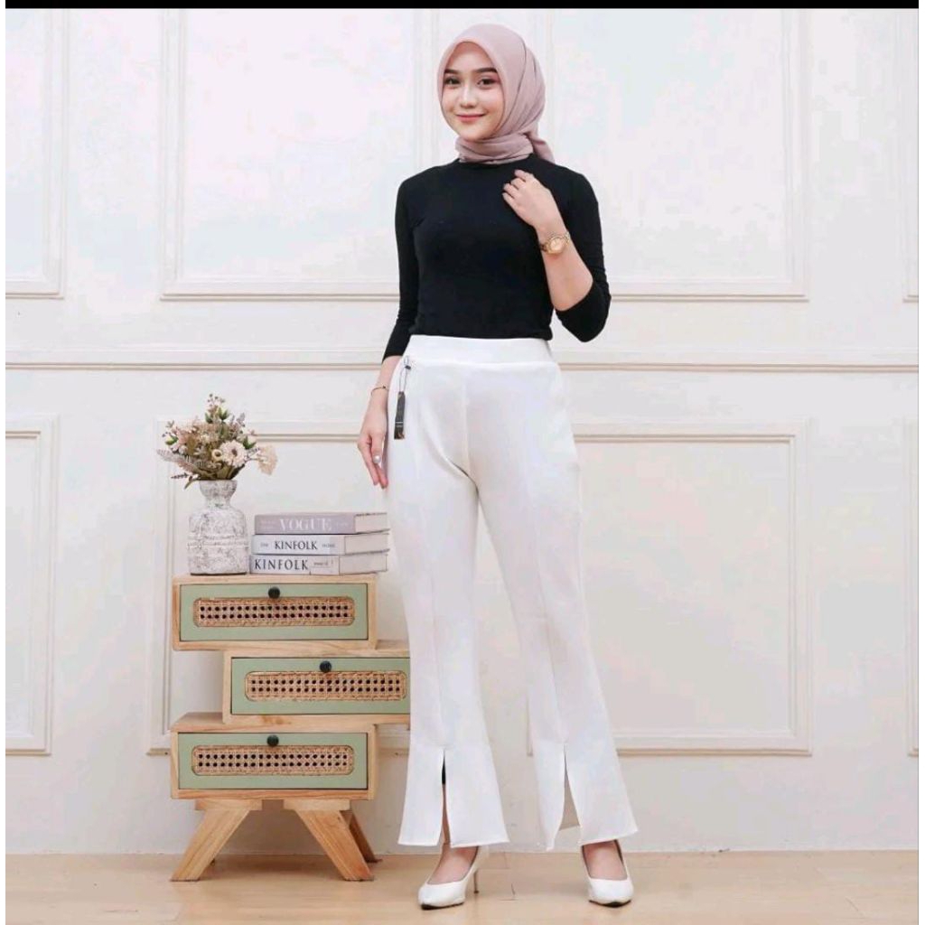 celana Cutbray Belah depan Bahan Scuba Premium