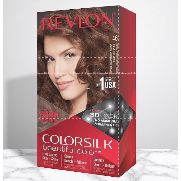 Revlon Colorsilk Hair no 46 Medium Golden Chestnut Cat Rambut Coklat Blonde Pewarna Rambut Pirang Co