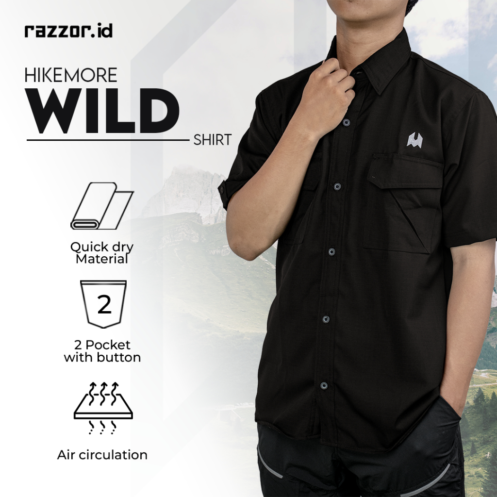 Kemeja PDL Outdoor Quickdry Lengan Pendek Hikemore Wild FS