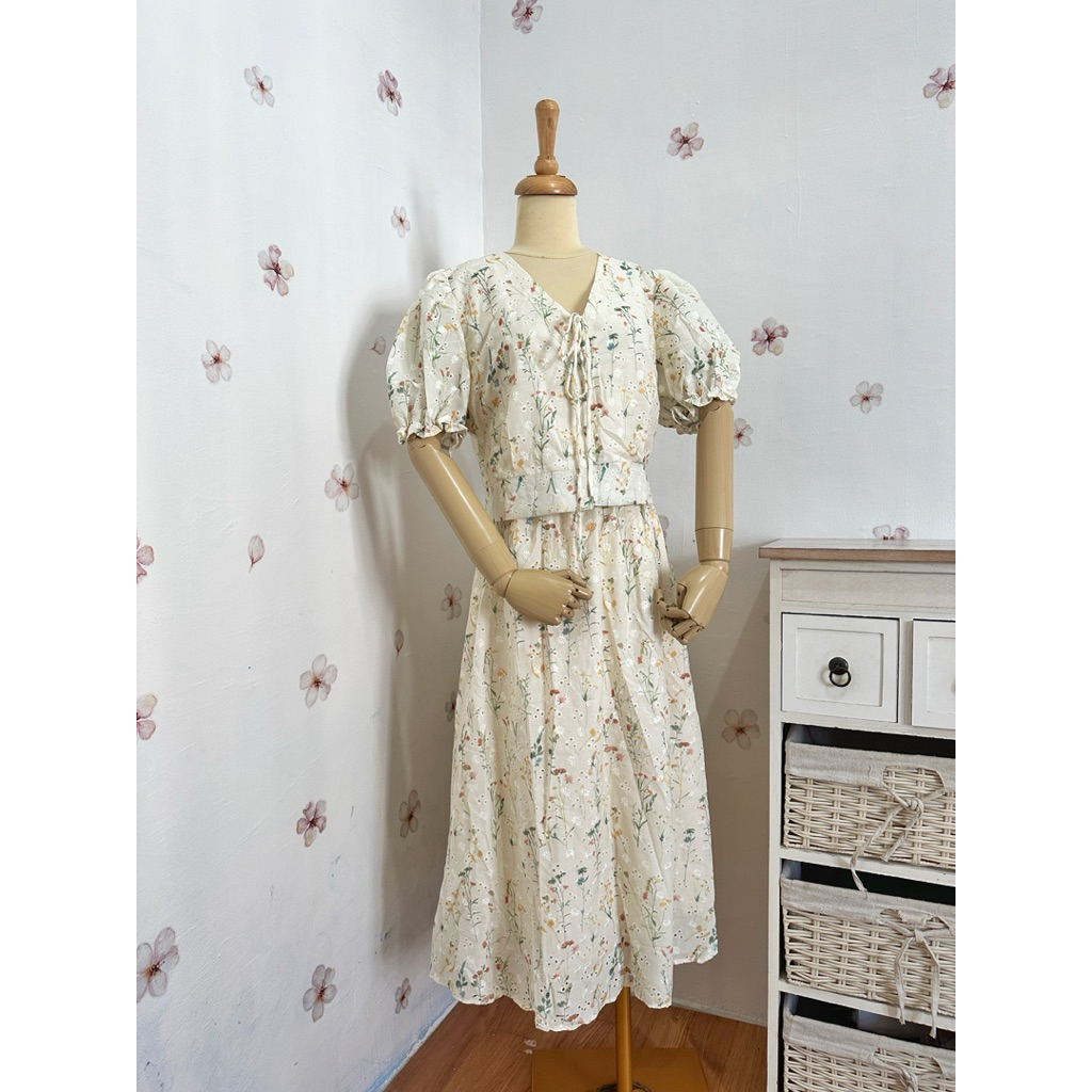 PIPO.ID | Pakaian Wanita Set Setelan Lengan Pendek Bahan Katun Bordir Scuba Silk by Orange Juice Plo