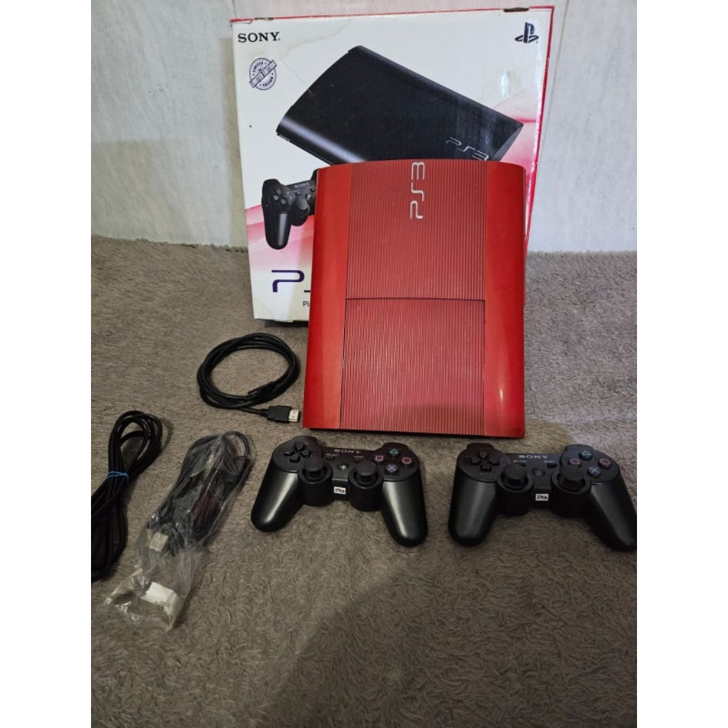 PS 3 SUPER SLIM HEN 500GB WARNA MERAH ,, NORMAL NO MINUS, SUDAH FULL GAME