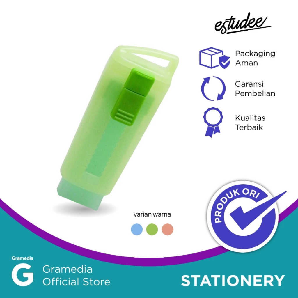 

Gramedia Pettarani - PENGHAPUS ESTUDEE PUSH&PULL ERASER GREEN