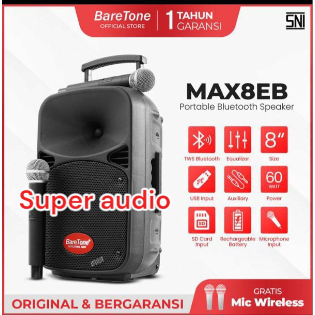 SPEAKER PORTABLE 8" BARETONE MAX8EB Original