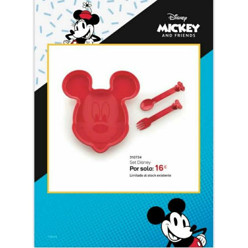 sendok garpu piring makan anak Tupperware Mickey plate