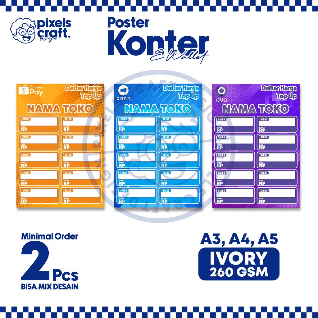 

Poster Konter Custom/Poster Daftar Harga Konter/Poster Konter Portrait E Wallet