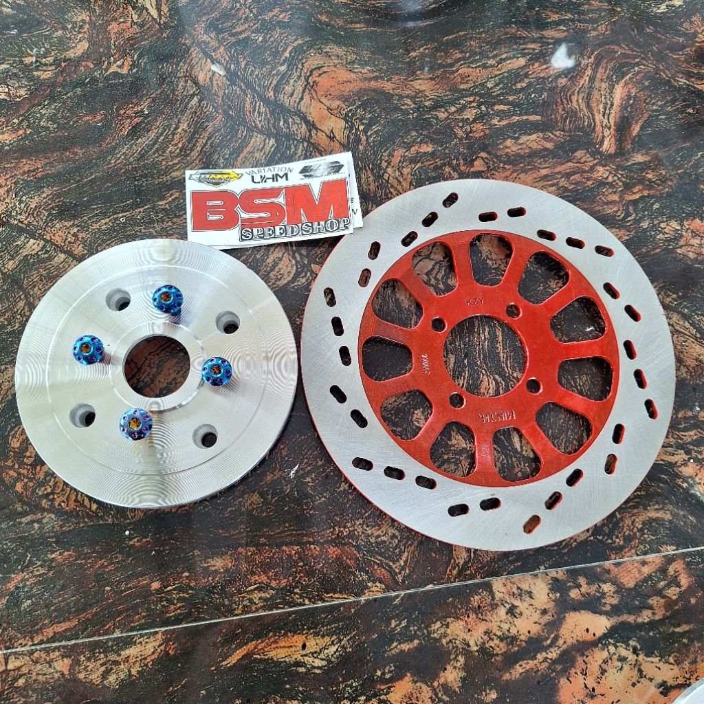 PLENDES ADAPTOR CAKRAM BELAKANG RX KING, NINJA, GL, JUPITER, VEGA R NEW SET BAUT TITANIUM