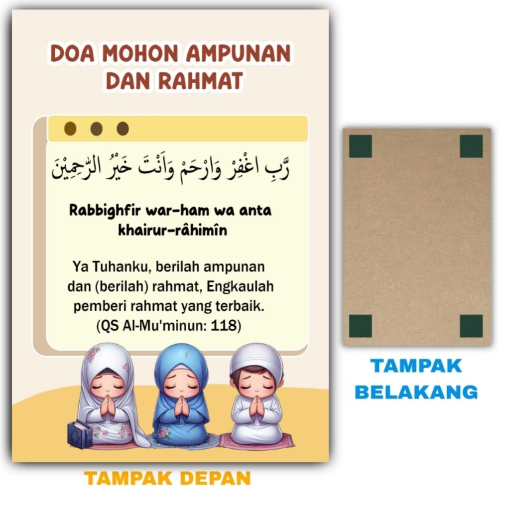 Hiasan dinding poster size 20x14 cm DOA MOHON AMPUNAN DAN RAHMAT poster dinding rumah tema islami