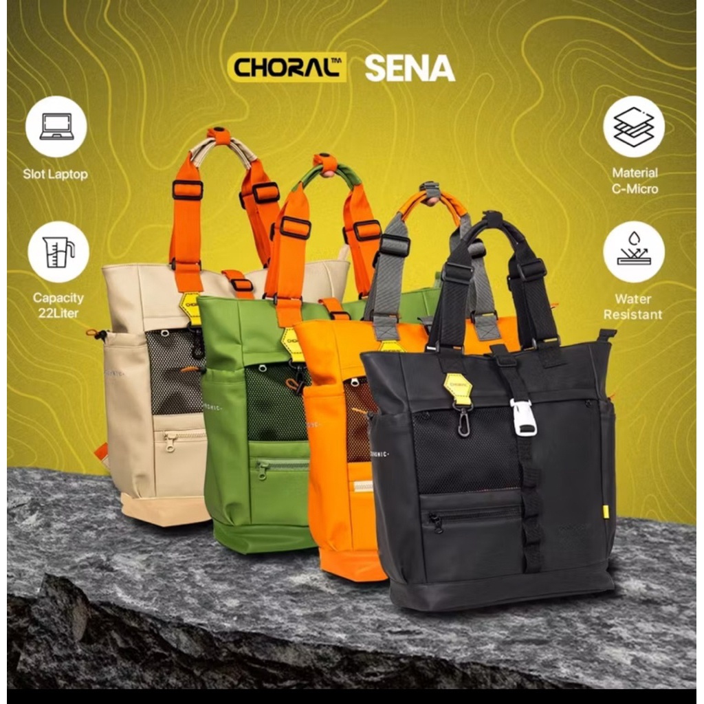 Choral Sena Totebag | Backpack | Handle Koper | Tas Traveling | Tas Pria Wanita