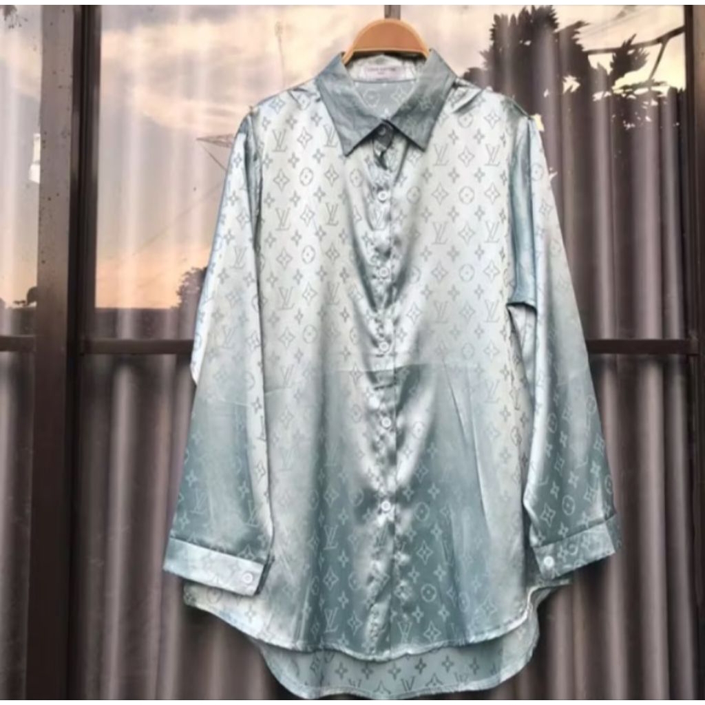 Kemeja wanita lengan panjang bahan satin silk premium/Kemeja satin silk/Random