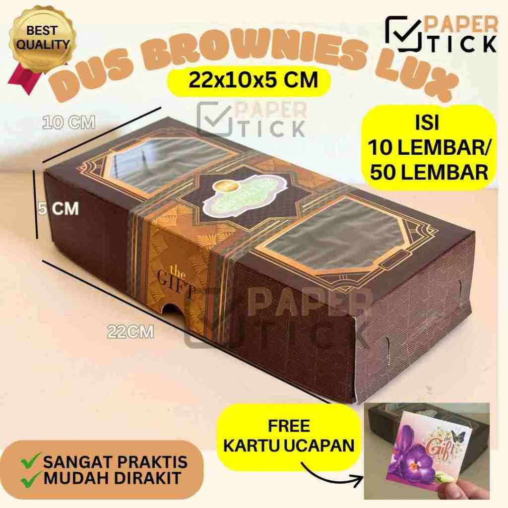 

(ISI 10 LEMBAR / 50 LEMBAR) Dus Brownies 22x10x5 CM Mewah Mika Jendela Motif