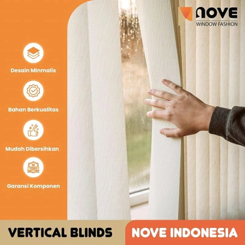 Nove Vertical Blinds Sunscreen -Tirai Gulung Kain Jendela - Tirai termurah