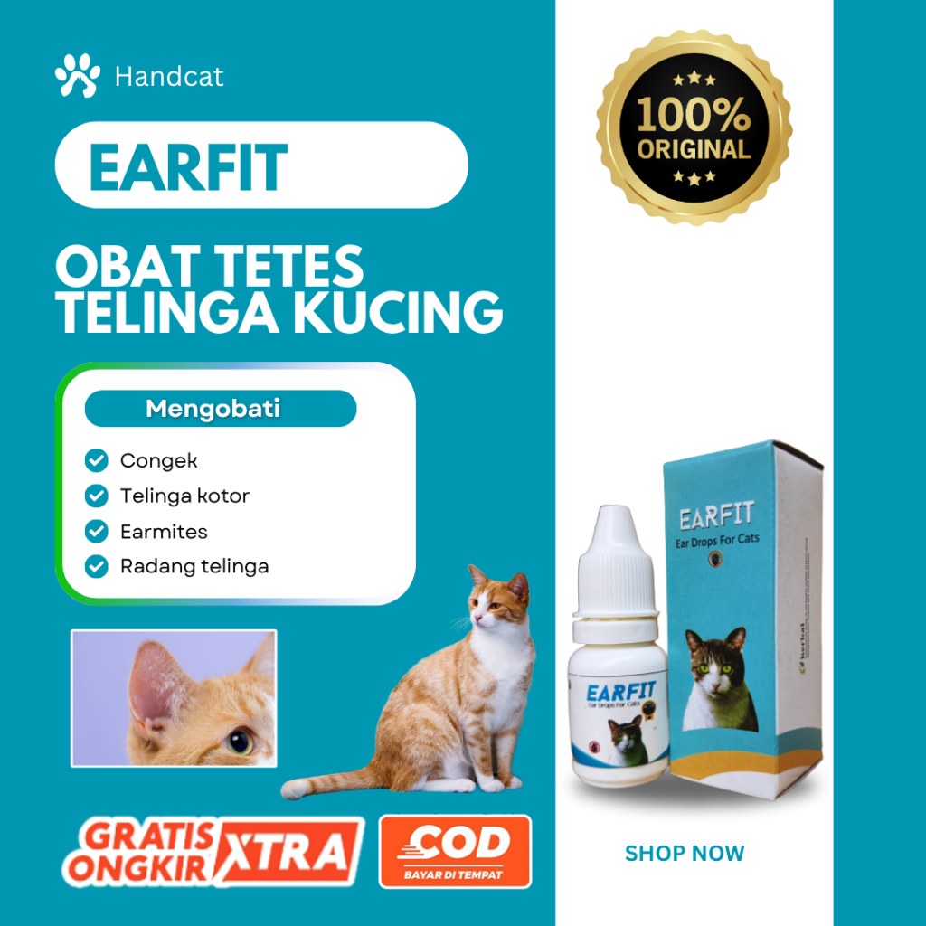 EARFIT Obat Tungau Kutu Telinga Kucing Earmites Ampuh Mengobati Conge Otitis Kuping Kucing