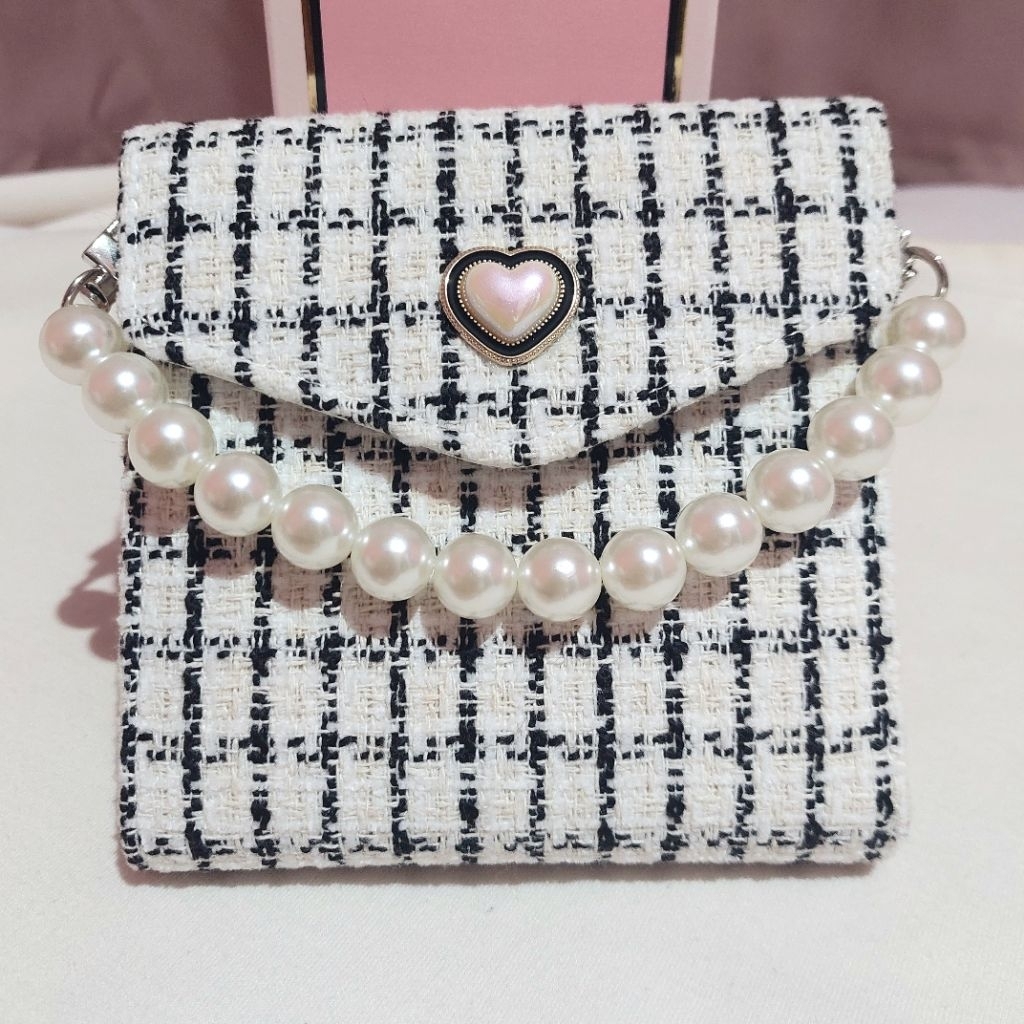 [READY STOCK] PREMIUM TWEED 3 RING BINDER WHITE COLLECT BOOK 1P MINI BINDER A8