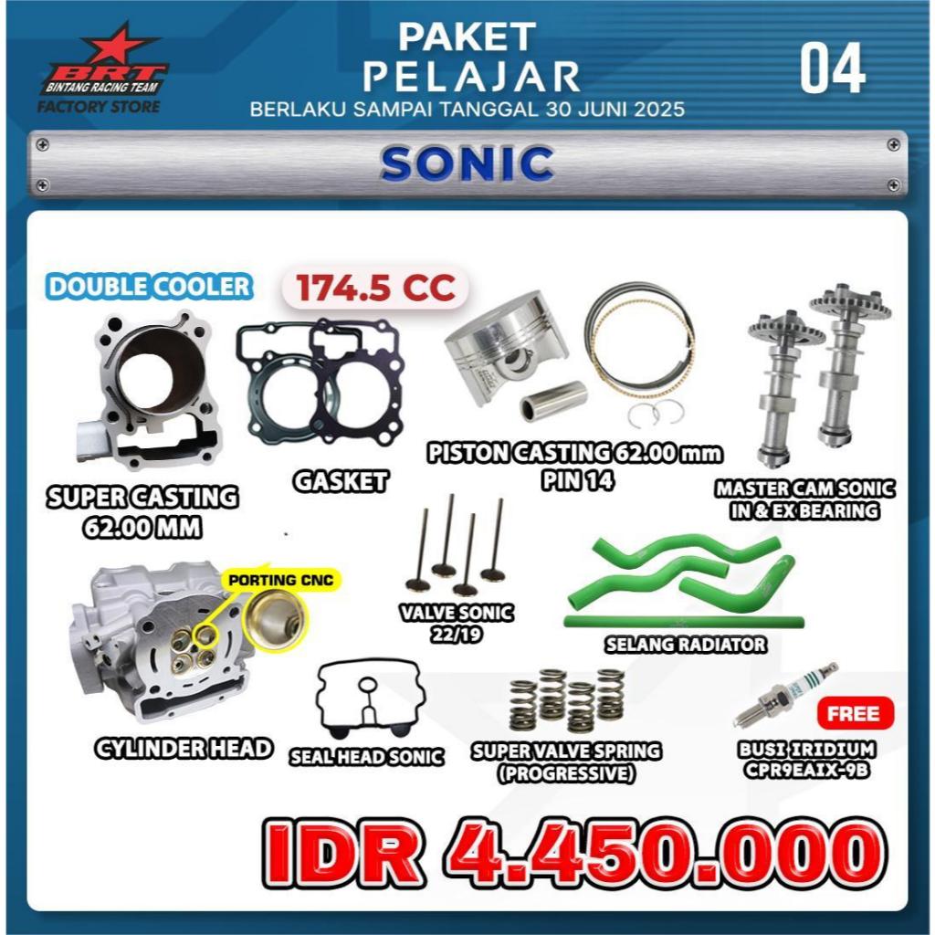 PROMO PAKET PELAJAR BRT/ SONIC  174.5 CC / CASTING / GASKET / PISTON / MASTER CAM / CYL HEAD / VALVE