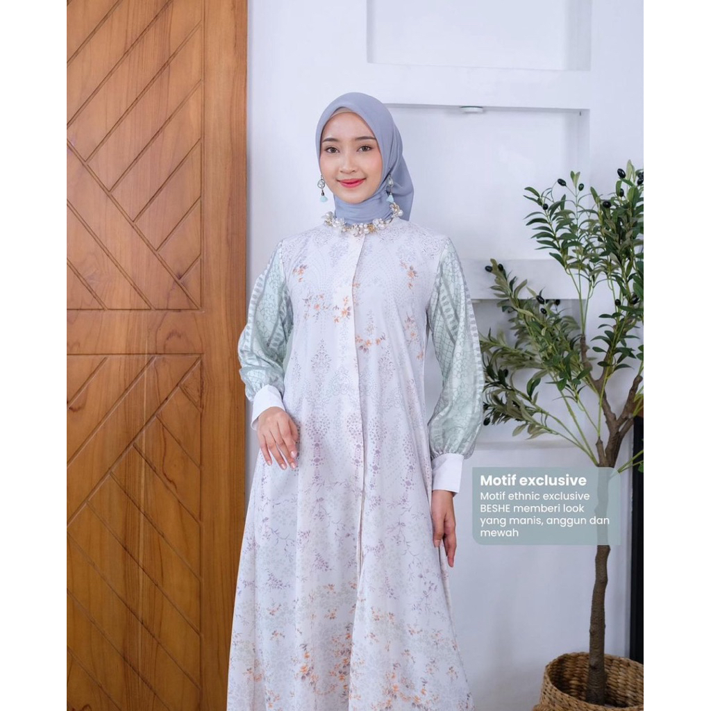 couple set belva dress dan kemeja by beshecollection