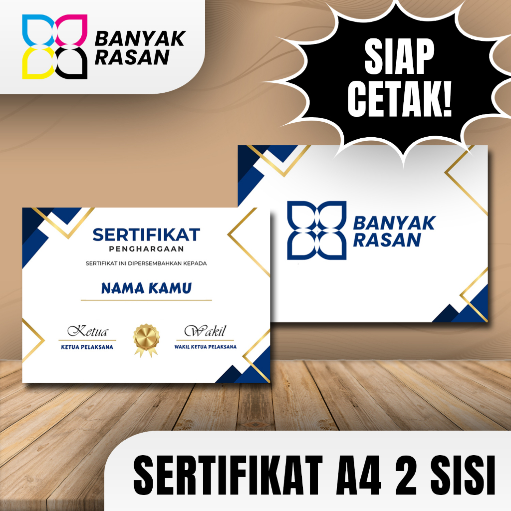 

[FILE SIAP CETAK] Custom Satuan SERTIFIKAT/PIAGAM A4 2 SISI | Banyak Rasan Digital Printing