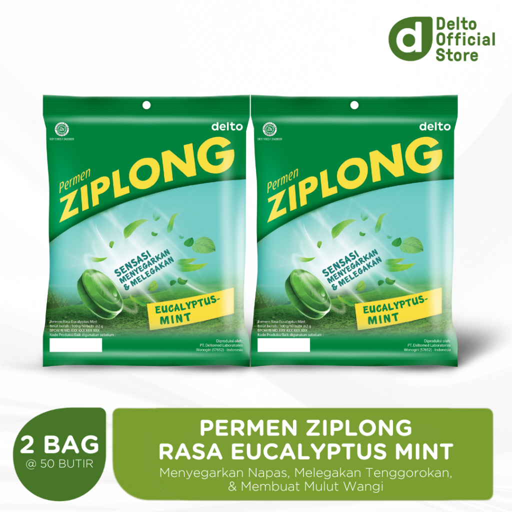 

Permen Ziplong Eucalyptus Mint Bag 50 Butir - Permen Mint Eucalyptus Melegakan Tenggorokan Menyegarkan Nafas Membuat Nafas Lebih Plong