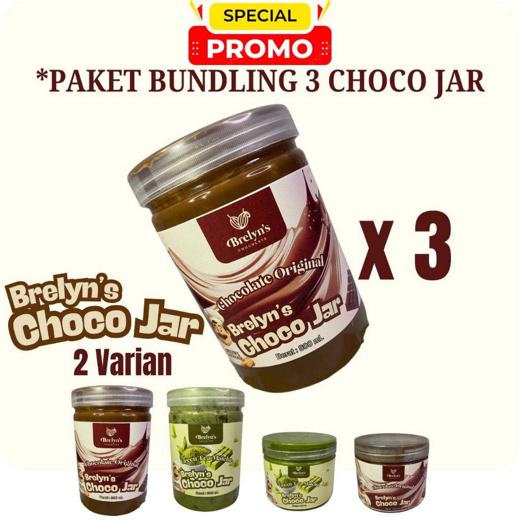 

PAKET 3 / BELI 2 BONUS 1 Brelyn's Choco Jar Chocolate & Matcha 400 mL dan 800 mL