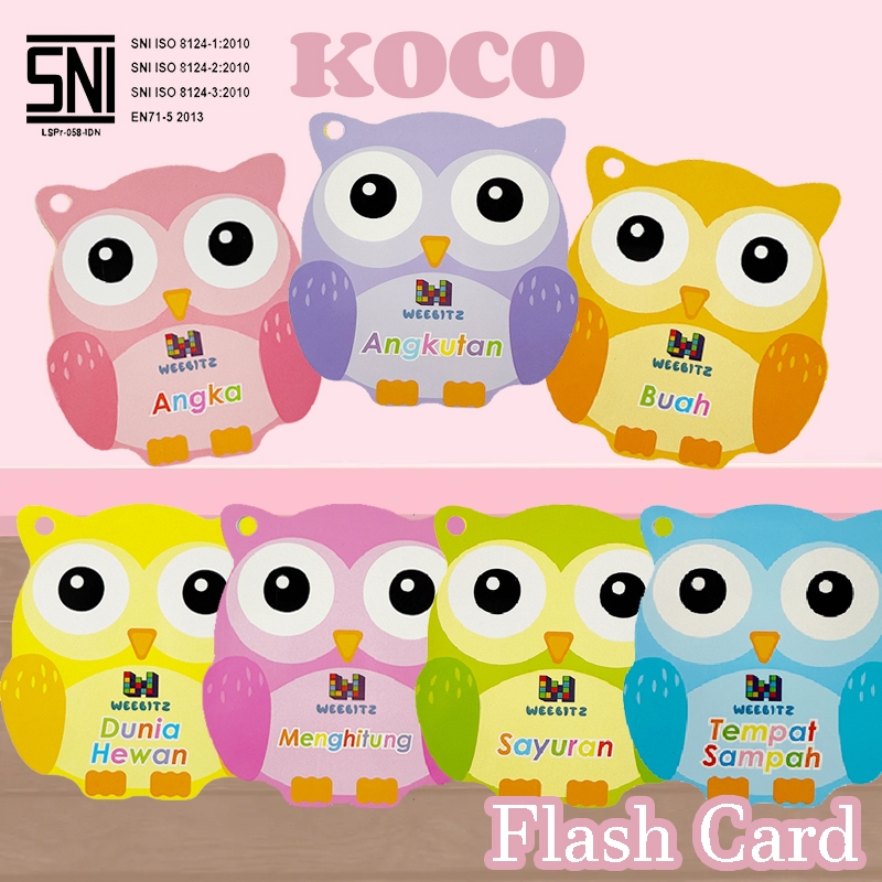KOCO Flash card Edukasi Anak Belajar Alfabet Membaca Abjad Huruf Angka Bentuk Warna