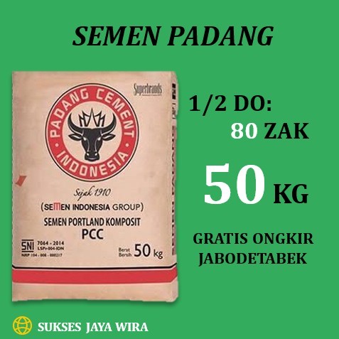 Semen Padang 50kg (80 zak) Free Ongkir Jabodetabek