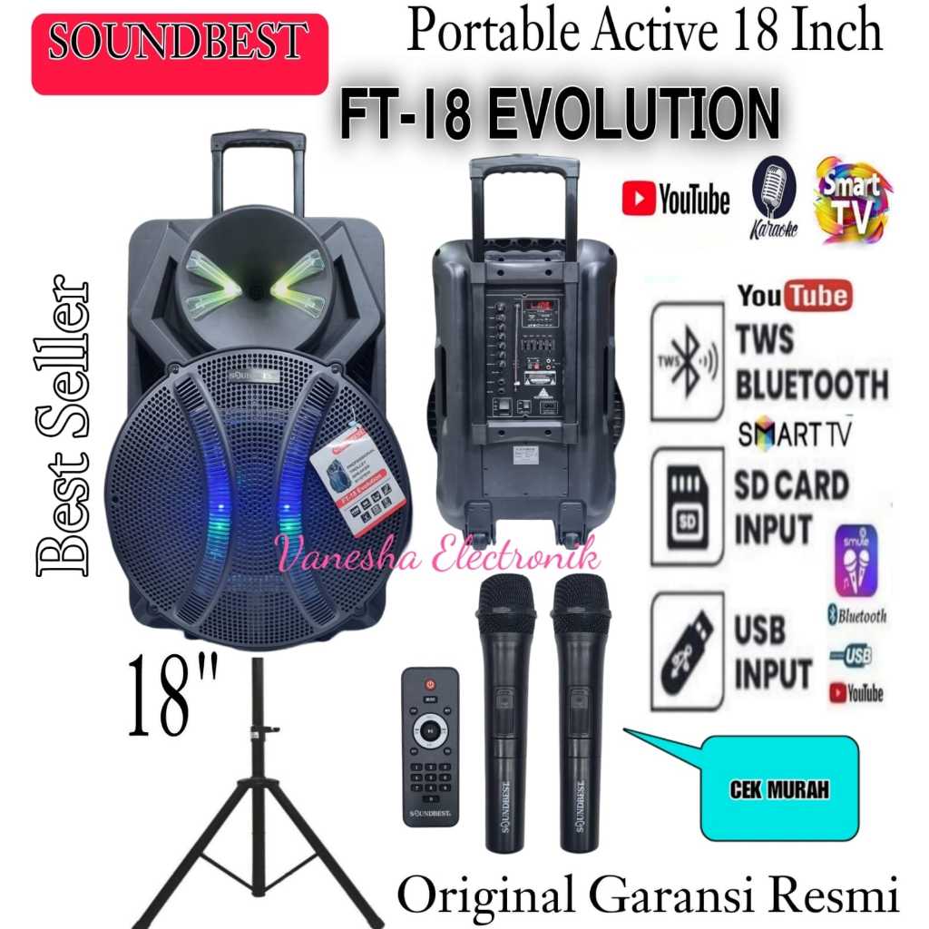 SPEAKER PORTABLE 18 INCH SOUNDBEST FT18 EVOLUTION ORIGINAL
