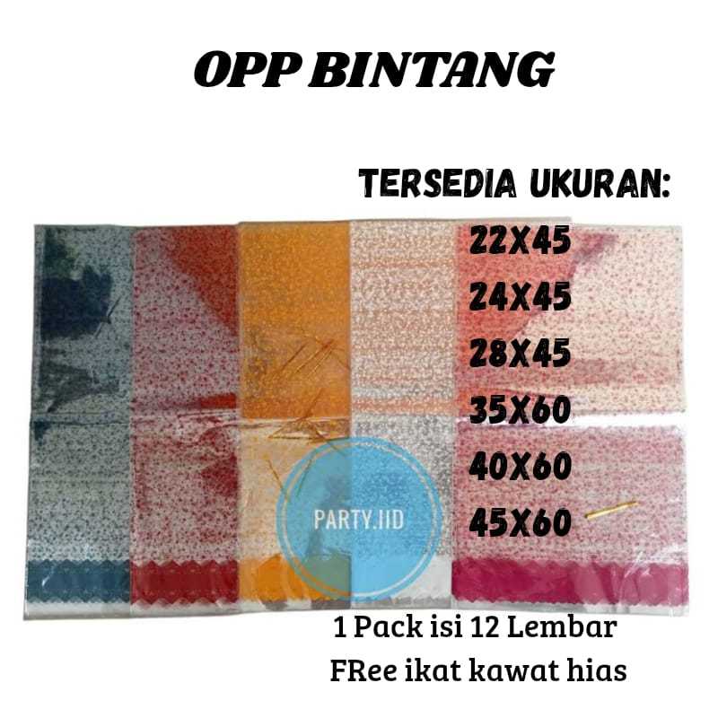 Opp Bintang Souvenir 22x45 24x45 28x45 35x60 40x60 45x60 / Plastik Bingkisan Snack / Opp Party Bag /