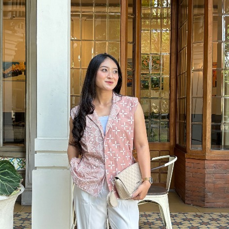 Delova Wardrobe - BLAZER BATIK Modern Cardigan Batik Formal Seragam Kerja Kantor Bahan Katun Premium Tali Pita Outfit Atasan Wanita Outer Rompi Atasan Luaran Baju Pakaian Wanita Viral Raya Kebaya Kondangan Wisuda Kekinian Simple Elegan