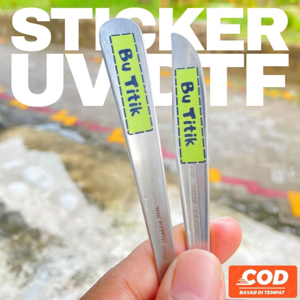 

Sticker UV DTF Custom Nama | Stiker Sendok Gelas Piring | Tahan Air & Gores | Bisa Tanpa Garis Tepi