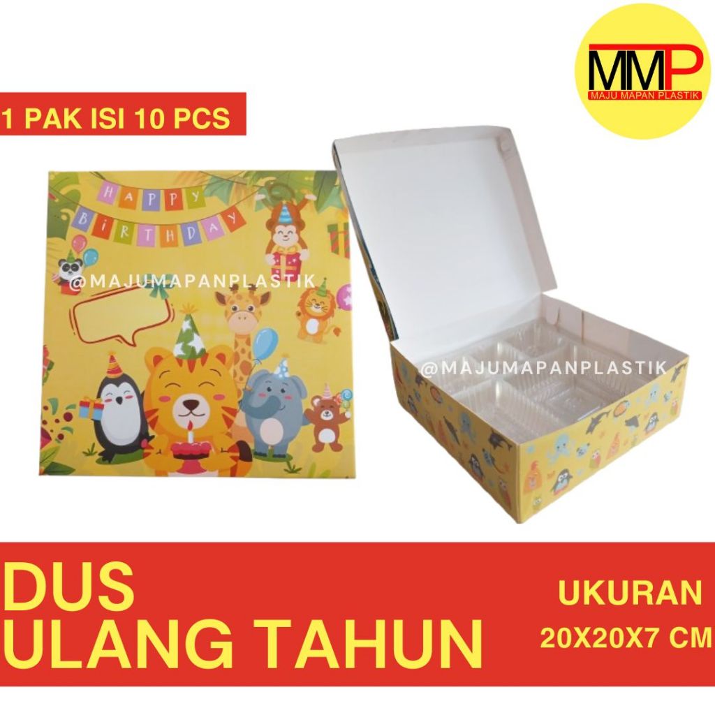 

[10 PCS] DUS ULANG TAHUN / MOTIF KARTTUN HEWAN BINATANG LUCU 20X20X7 CM