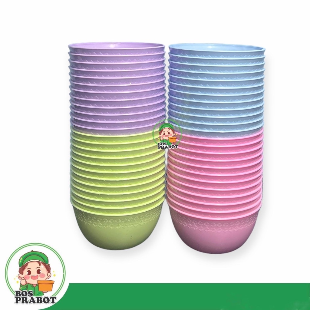 MANGKOK PLASTIK KOBOKAN LUSINAN / MANGKOK PLASTIK KECIL / MANGKOK KUAH PLASTIK WARNA PASTEL