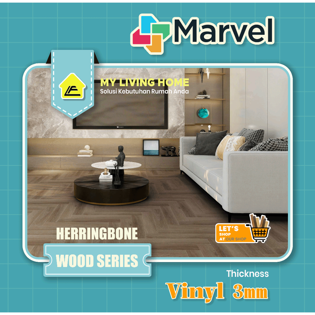 Lantai Vinyl Marvel Herringbone 3mm | VINYL HERRINGBONE SERIES