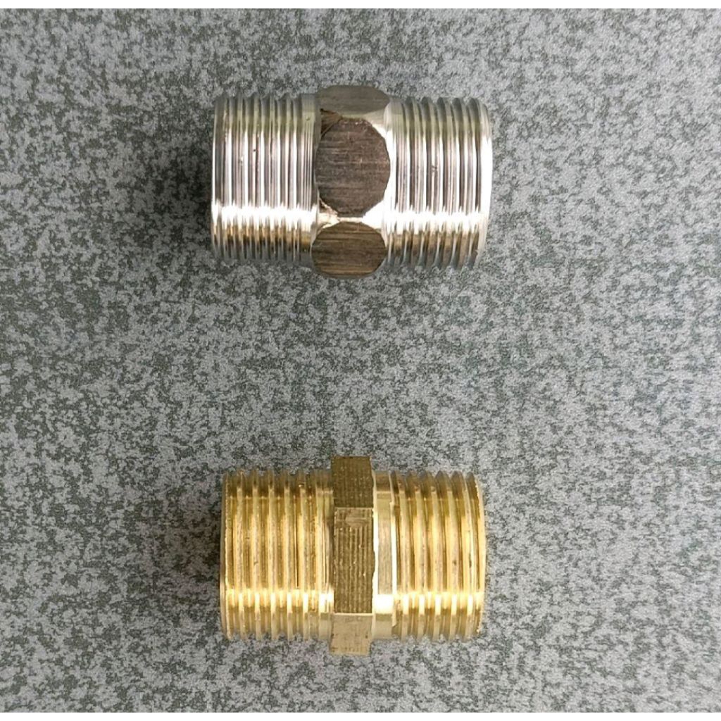 Nipple Sock Double Drat Luar 1/2" Inch Sambungan Sok Nepel Pipa Besi