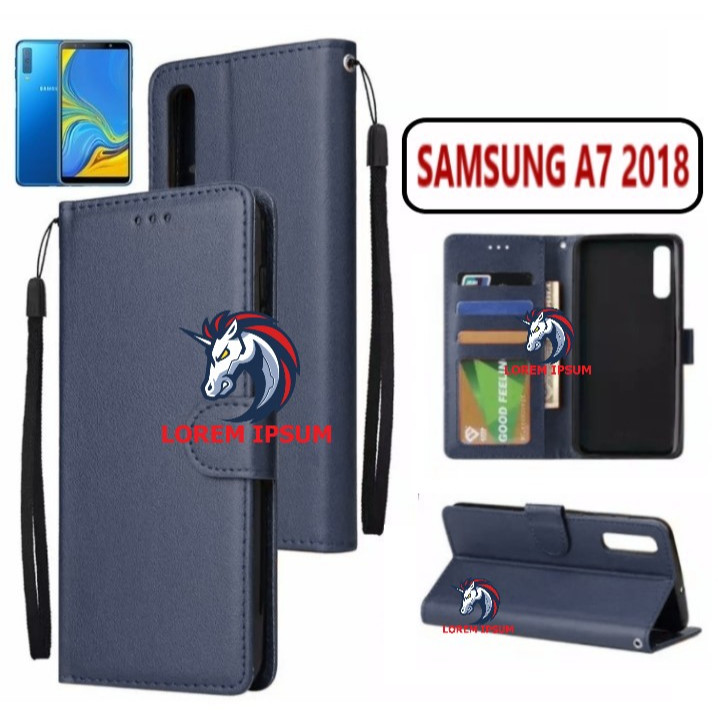 LEATHER CASING SAMSUNG A7 2018 CASE KULIT FLIP WALLET LEATHER KULIT PREMIUM SARUNG BUKA TUTUP KESING
