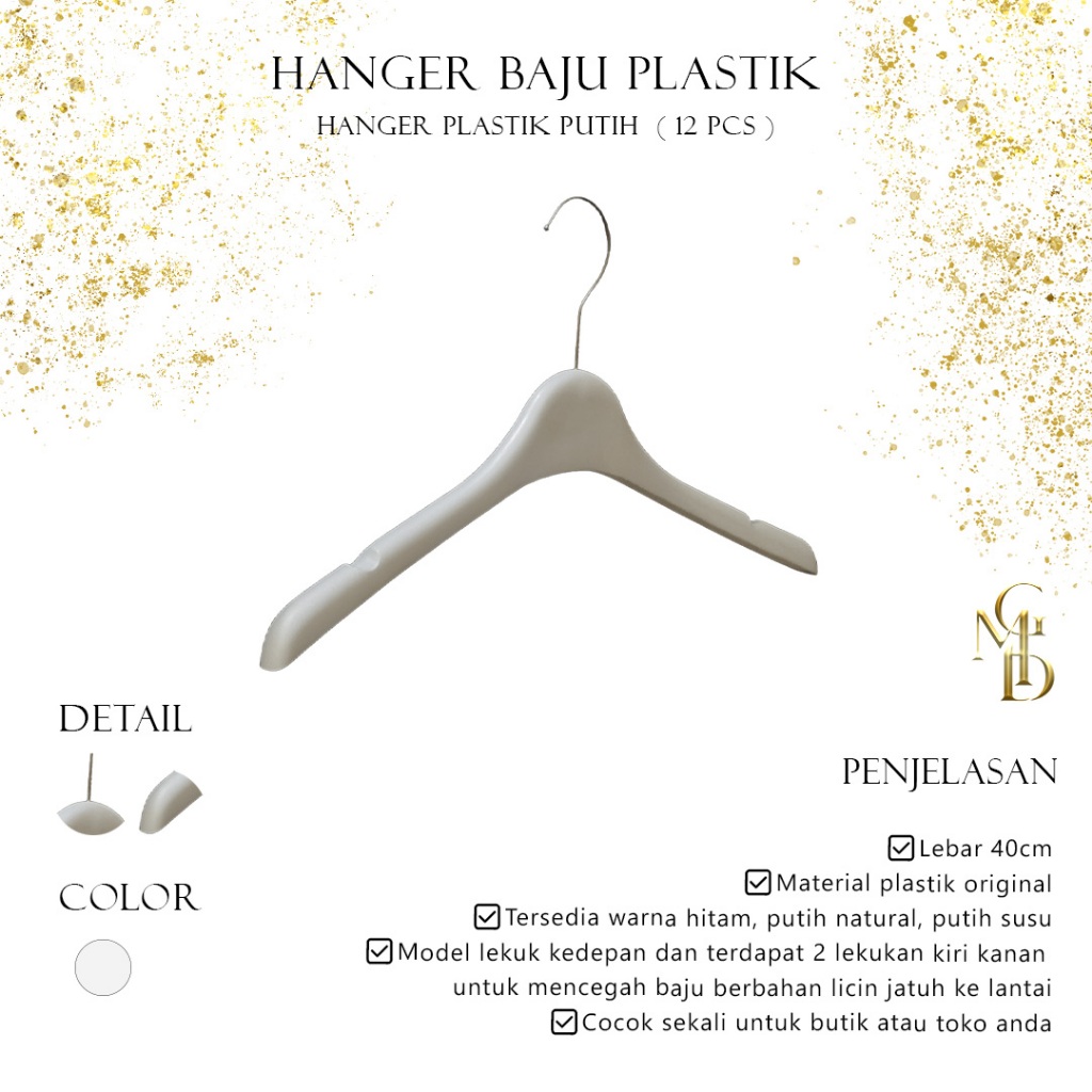 Hanger Baju Plastik | Hanger Plastik Putih 151  ( 12 PCS )