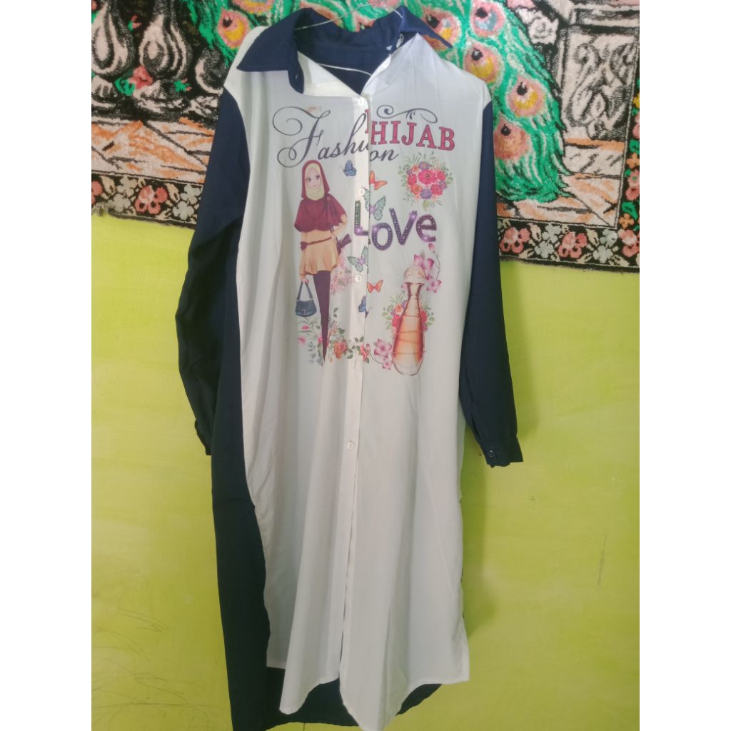 tunik remaja muslim, warna putih nevi