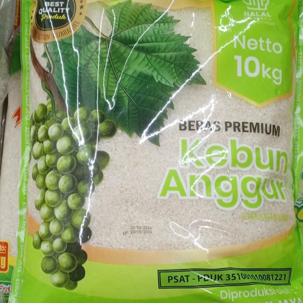 

BERAS DALAM NEGERI SUPER PUNEL CAP KEBUN ANGGUR10Kg BERSIH