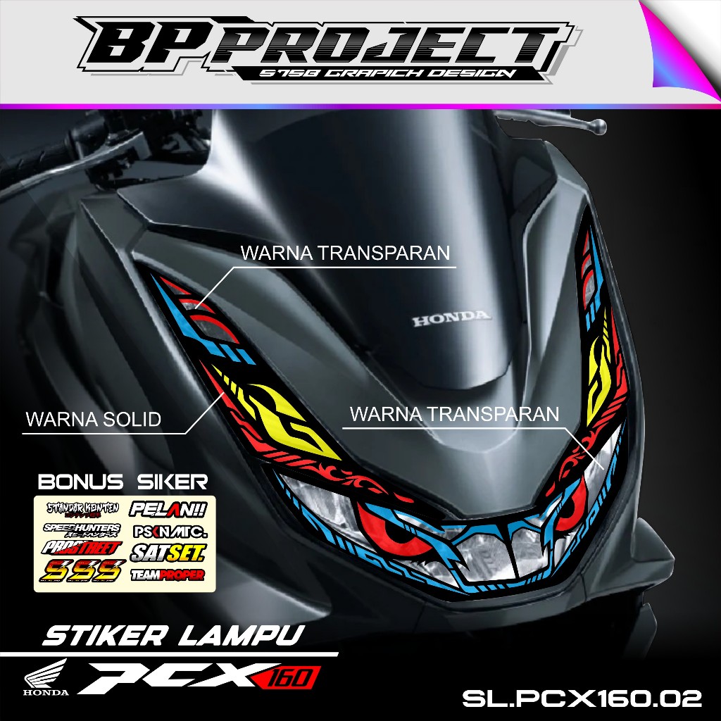 Stiker Transparan Lampu PCX 160 /  Sticker Variasi Lampu Alis Motor Honda PCX 160