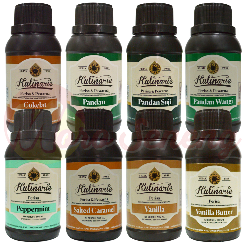 

Perisa Kulinaire Cokelat Pandan Suji Peppermint Caramel Vanilla Butter