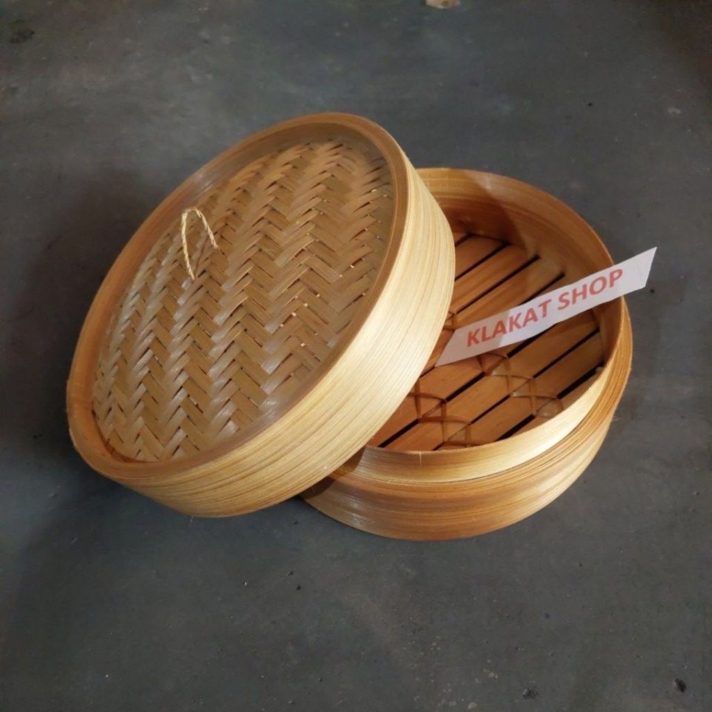 Klakat Dimsum 18cm bambu dengan tutup