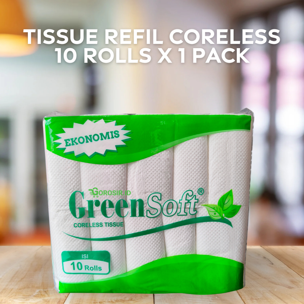 Green Soft Coreless Tissue Roll / Tisu Gulung refill isi 10 rolls