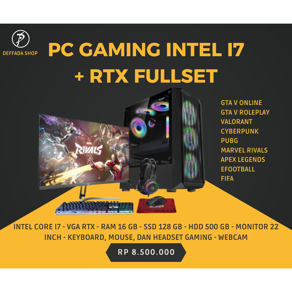 PC GAMING INTEL I7 + RTX FULLSET MURAH
