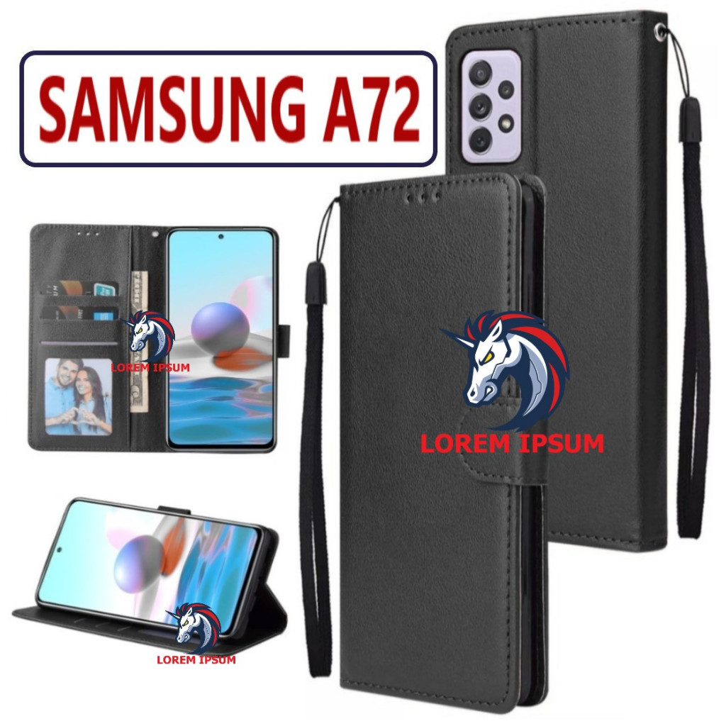 LEATHER CASING SAMSUNG A72 CASE KULIT FLIP WALLET LEATHER KULIT PREMIUM SARUNG BUKA TUTUP KESING HP 