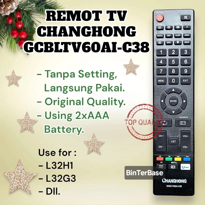 Remote remot TV Changhong GCBLTV60AI-C38 chiq Tabung LCD LED L32H1 L32G3 U-MAX KW Ori Original pabri